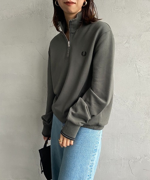 「FRED PERRY」 スウェットカットソー M グレー レディース FRED PERRY 「FRED PERRY」 スウェットカットソー L グレー