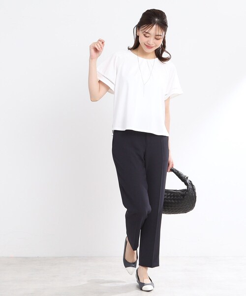 【夏SALE／UVカット／接触冷感／手洗い可】フレアースリーブカットソー 夏SALE／UVカット／接触冷感／手洗い可】フレアースリーブ