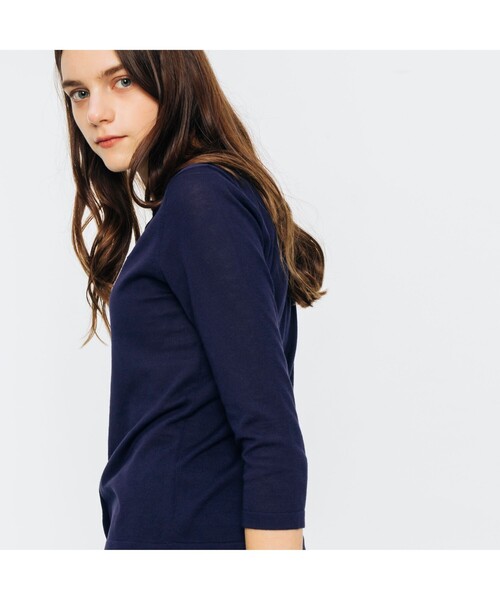 LACOSTE 「LACOSTE」 7分袖ニットカーディガン 38 グリーン