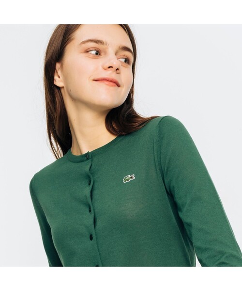 「LACOSTE」 7分袖ニットカーディガン 38 グリーン レディース LACOSTE 「LACOSTE」 7分袖ニットカーディガン 38 グリーン