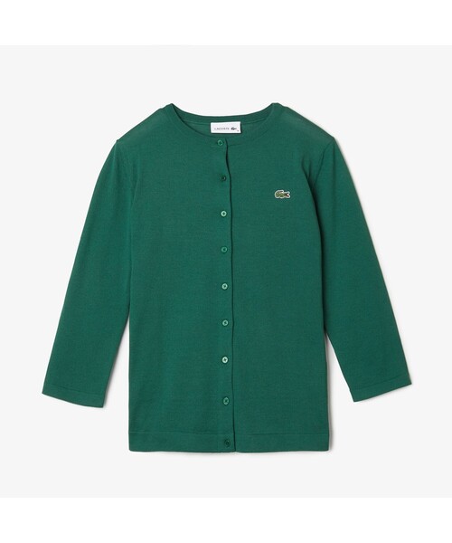 「LACOSTE」 7分袖ニットカーディガン 38 グリーン レディース LACOSTE 「LACOSTE」 7分袖ニットカーディガン 38 グリーン