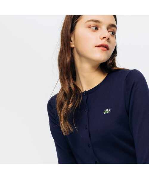 「LACOSTE」 7分袖ニットカーディガン 38 グリーン レディース LACOSTE 「LACOSTE」 7分袖ニットカーディガン 38 グリーン