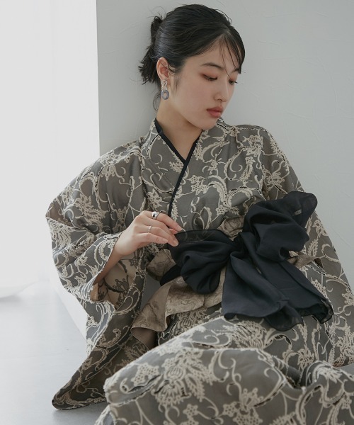 s3791①浴衣ワンピース♦新品♦反物から♦伊勢清々衣♦着丈１３０センチ 浴衣 「 低身長向けサイズ 」 3点セットワンピース浴衣