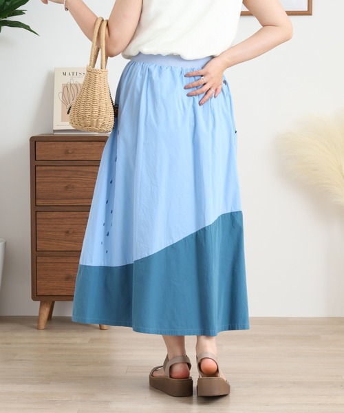 魚刺繍 ロングスカート Emago（イマゴ） ロング スカート 夏 海ができるまで刺繍スカート