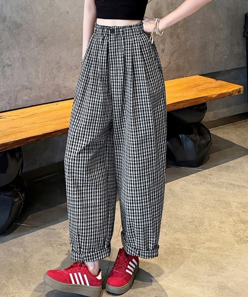 Petty ペティー チェック柄 ワイドパンツ GEMEDA パンツ チェック柄ワイドパンツ「G」 レディース