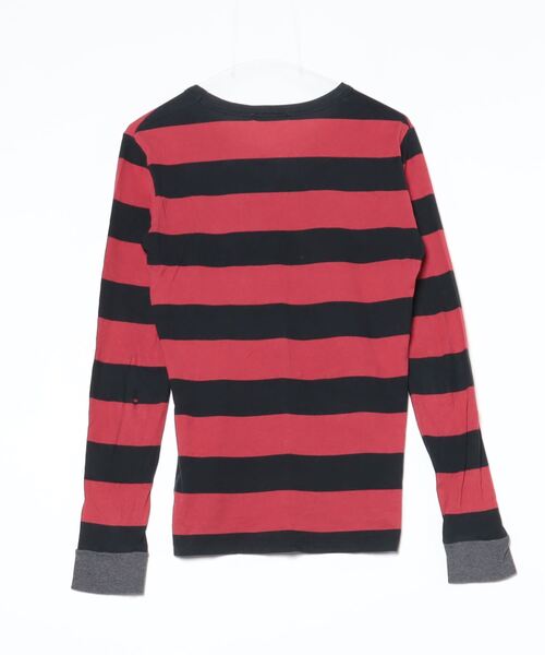 「HARE」 ボーダー柄長袖Tシャツ M レッド メンズ