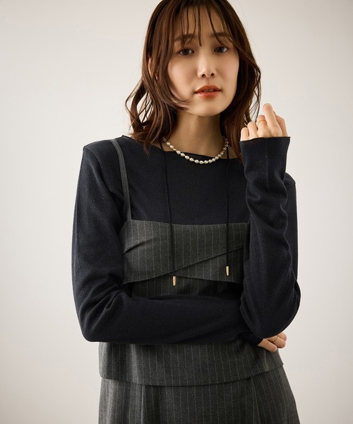 新品・タグ付き yoBIOTOP シアーリブカットソー ブラック ROPE' PICNIC（ロペ ピクニック） tシャツ ラメシアーリブカットソー