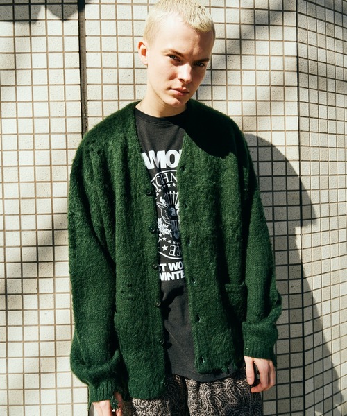 TOWNCRAFT（タウンクラフト） カーディガン DAMAGED SOLID SHAGGY