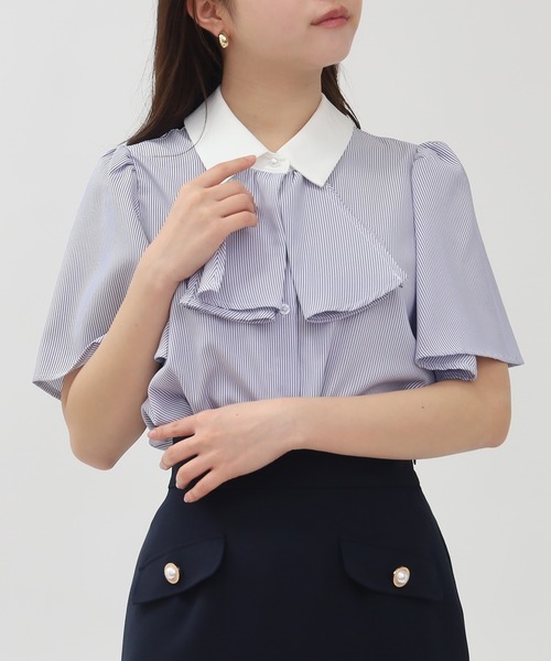 「ASTORIA ODIER」 半袖シャツ SMALL ネイビー レディース_画像7