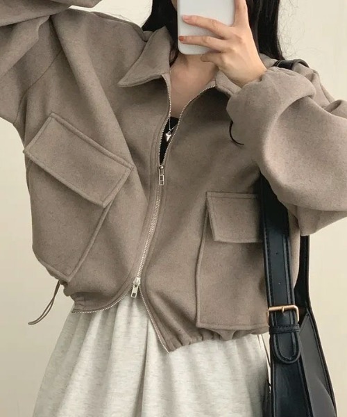 Mejoul ブルゾン アウター ボリュームスリーブポケット付きダブル