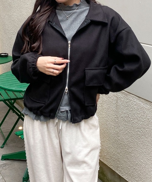 Mejoul ブルゾン アウター ボリュームスリーブポケット付きダブル