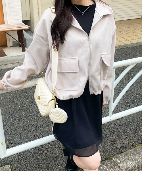 メゾンエウレカ　オーバーサイズ　ボンバージャケット　ジップブルゾン　ボリューム袖 Mejoul ブルゾン アウター 「2025秋冬新作」ボリューム袖ポケット付き