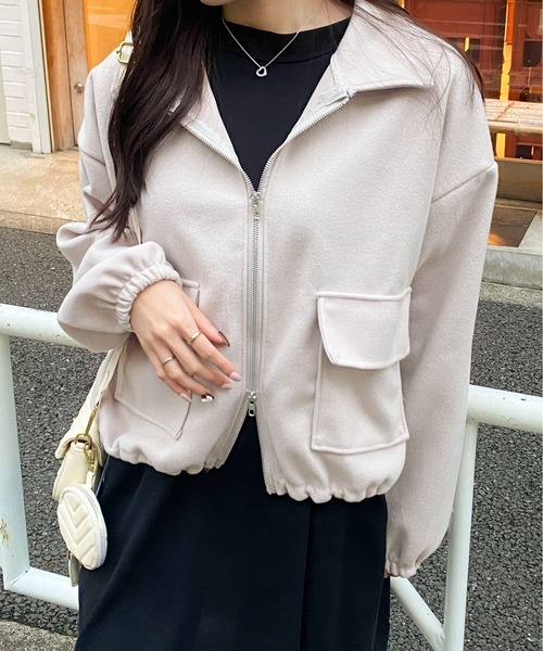 Mejoul ブルゾン アウター ボリュームスリーブポケット付きダブル