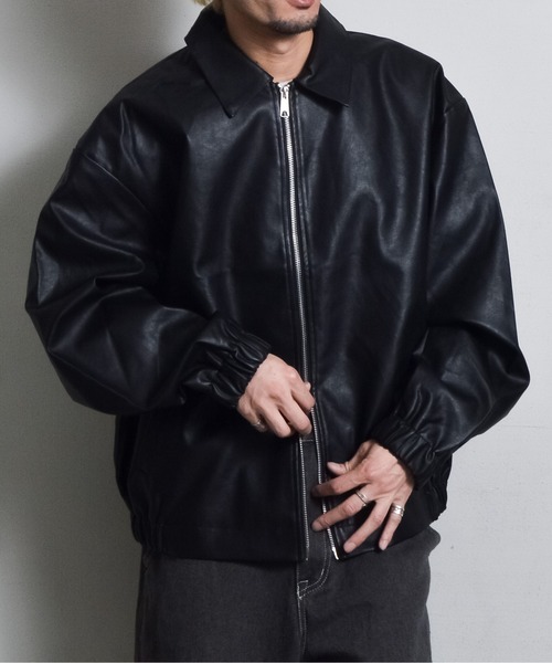 ELVIS PRESLEY レザースタジャン　ブルゾン　豚革　短丈　XL ELVIS PRESLEY レザースタジャン ブルゾン 豚革 短丈 XL メンズ