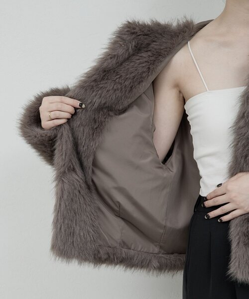 GALLARDAGALANTE グレー ファーベスト GALLARDAGALANTE（ガリャルダガランテ） ベスト ジレ エコファー