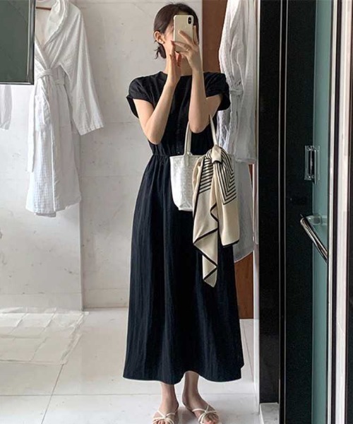 「a lot of love」 半袖ワンピース FREE ブラック レディース_画像9