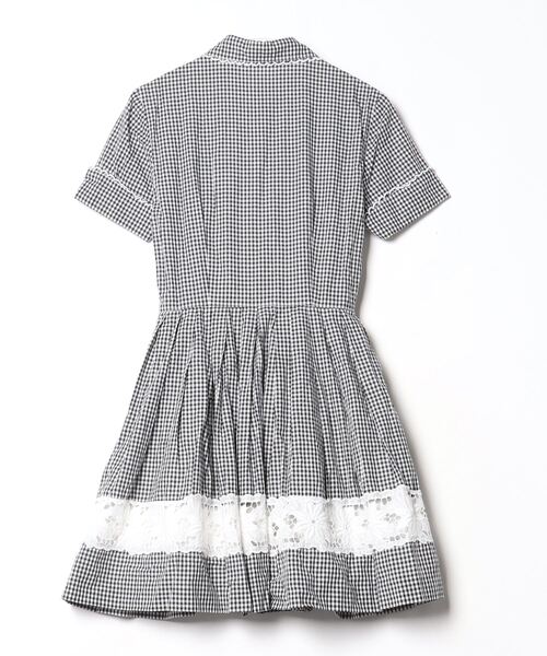 「MILK」 チェック柄半袖ワンピース - ブラック レディース_画像2