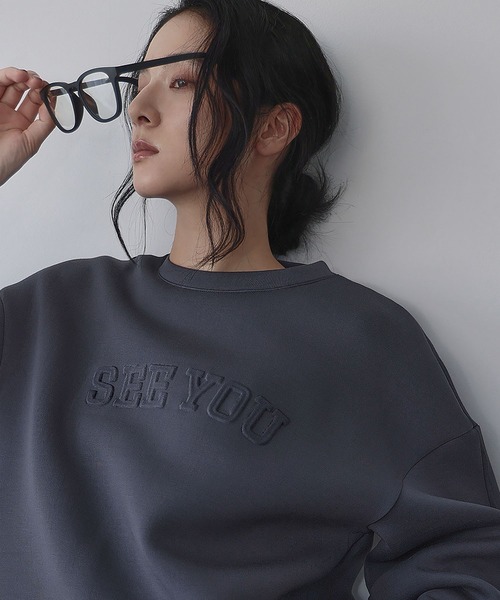 ELFRANK トレーナー スウェット 「2025AW」エンボス加工 英字 ロゴ