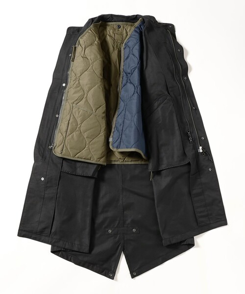 TAION / CR モッズコート（ライナー付属） ブラック(ダークオリーブ