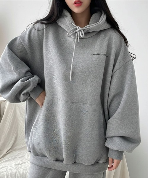 パーカー 月 ムーンモチーフバックプリント スウェットパーカー/韓国 ストリート オーバービッグサイズ レディース | lulufa