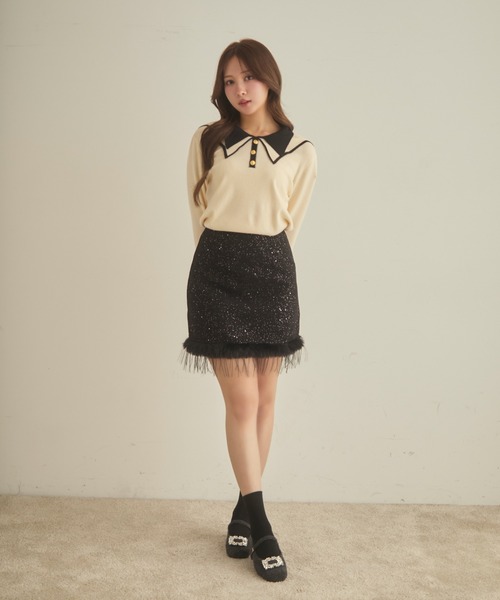 TITTY＆CO.（ティティーアンドコー） スカート ファー付きラメスカート