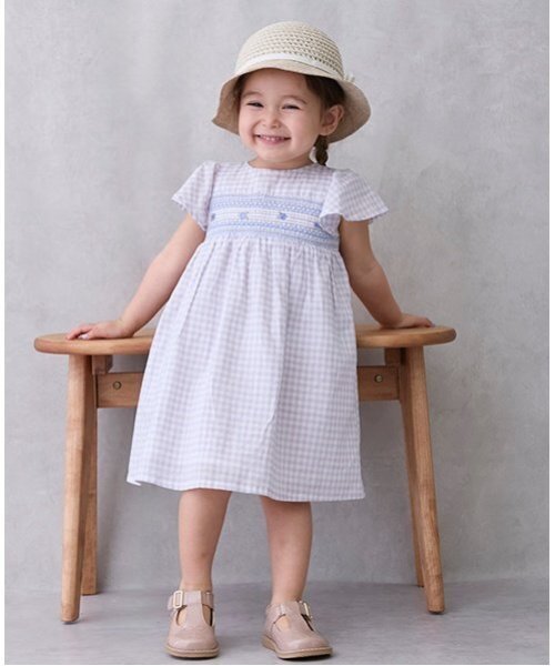 「petit main LIEN」 半袖ワンピース F ライトグレー レディース_画像4