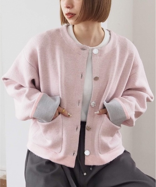 ダブスタ 配色ロゴニットカーディガン Ravelry: Polka Dot Cardi pattern by Midori Hirose