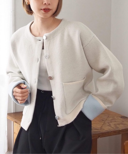 tiptop（ティップトップ） カーディガン 「wool」ダブルフェイス配色