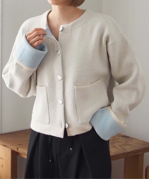 tiptop（ティップトップ） カーディガン 「wool」ダブルフェイス配色
