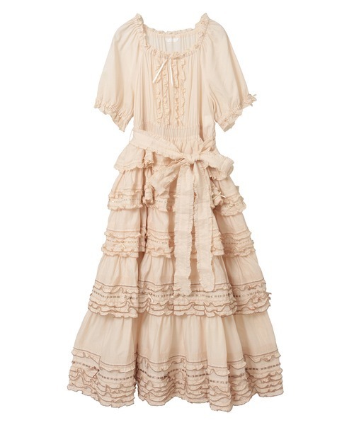 PINK HOUSE（ピンクハウス） ワンピース 配色フリル使いワンピース