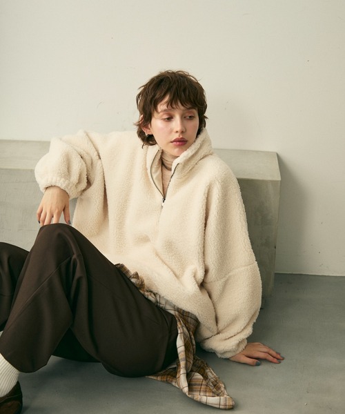 full/fill. ブルゾン アウター half zip boa pullover / ハーフジップ