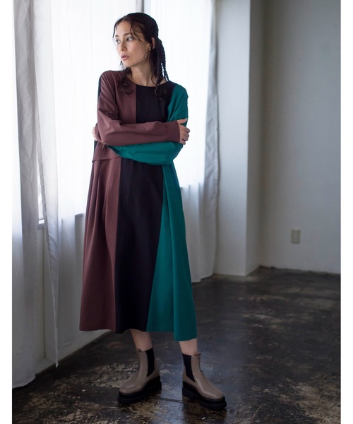 「OSMOSIS」 シャツワンピース ONE SIZE ブラック レディース_画像4