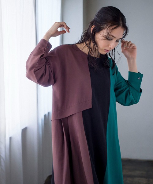 「OSMOSIS」 シャツワンピース ONE SIZE ブラック レディース_画像7