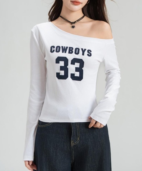 lilful tシャツ ナンバリングロゴプリントスリムフィットワン