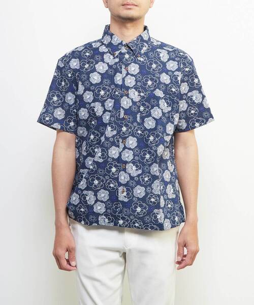 「MEN'S MELROSE」 半袖シャツ 3 グレイッシュベージュ メンズ_画像2