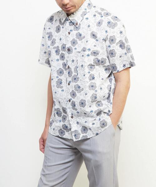 「MEN'S MELROSE」 半袖シャツ 3 グレイッシュベージュ メンズ_画像9