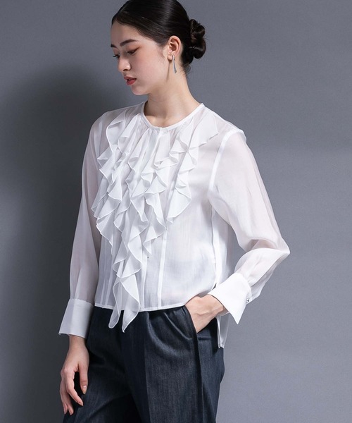 「RAW FUDGE」 長袖ブラウス M オフホワイト レディース_画像2