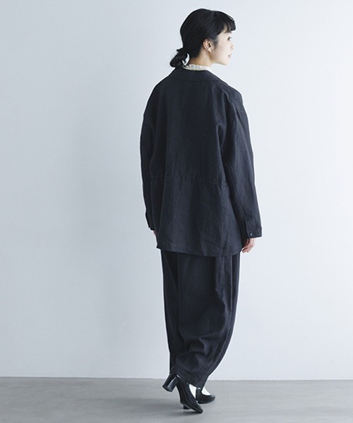 studio CLIP natural by clip リネンオールインワン 黒 studio CLIP natural by clip リネンオールインワン 黒