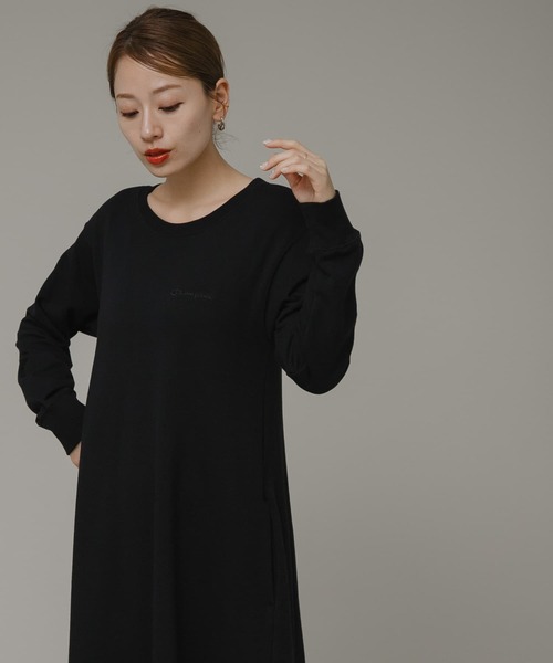 Champion（チャンピオン） 長袖ワンピース FREE ネイビー レディース