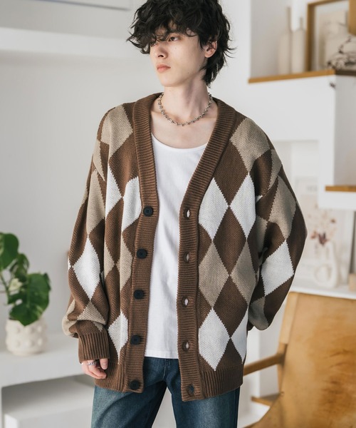 Rocky Monroe（ロッキーモンロー） カーディガン オーバーサイズ総柄V