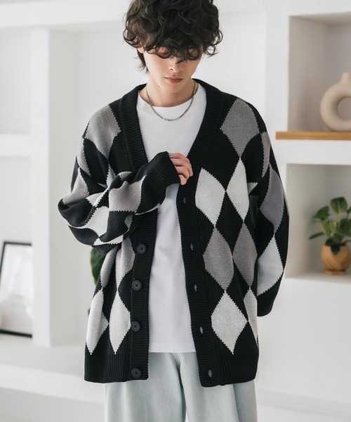 Rocky Monroe（ロッキーモンロー） カーディガン オーバーサイズ総柄V