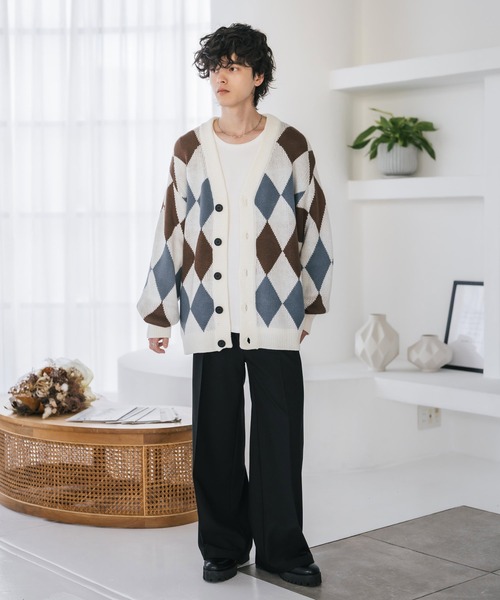 Rocky Monroe（ロッキーモンロー） カーディガン オーバーサイズ総柄V