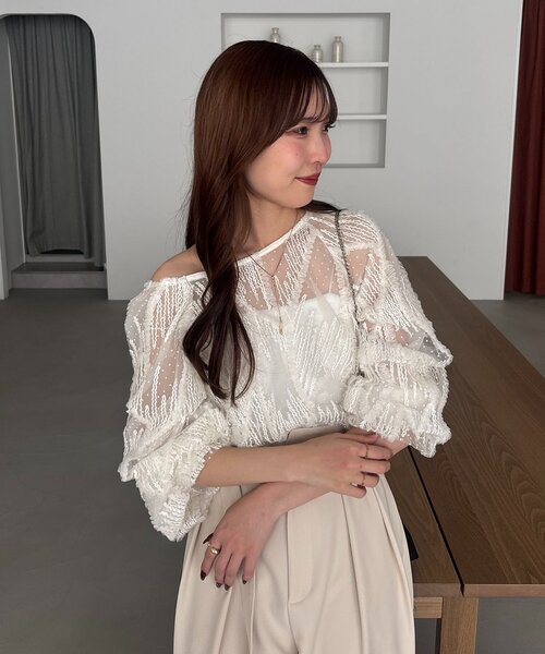 CAPRICIEUX LE'MAGE シアーブラウス CAPRICIEUX LE'MAGE（カプリシューレマージュ） ブラウス シャツ 「yuu