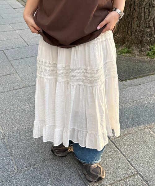 CPCM 裏地起毛レーススカート ホワイト Sサイズ CPCM｜裏地起毛レーススカート | Rakuten Fashion(楽天ファッション