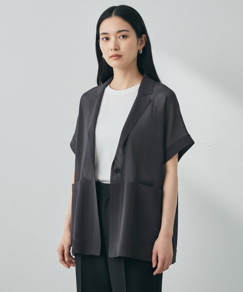 ベスト ジレ シアーフォルムニット ジャケットジレ レディースの画像