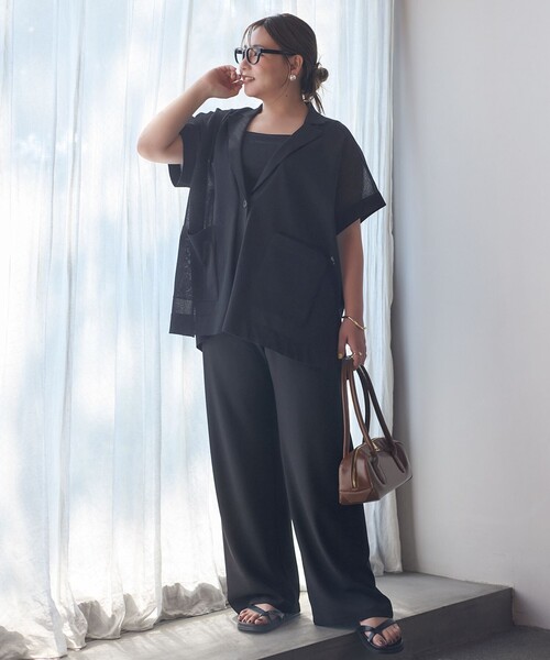 ベスト ジレ シアーフォルムニット ジャケットジレ レディースの画像