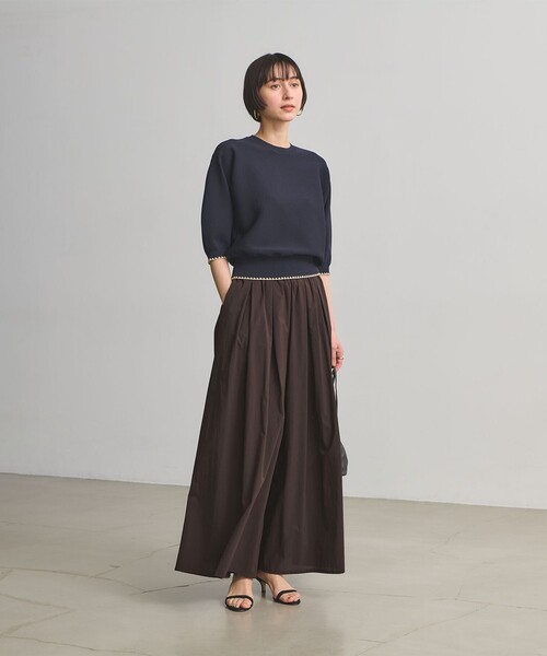 ワイドパンツ パンツ ギャザー フレア パンツ ‐はっ水 ウォッシャブル‐ レディースの画像
