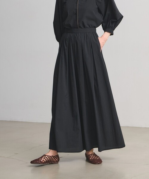 ワイドパンツ パンツ ギャザー フレア パンツ ‐はっ水 ウォッシャブル‐ レディースの画像