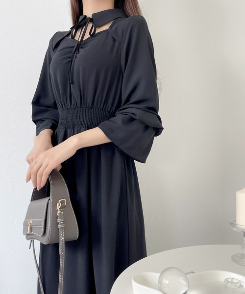「mily bilet」 長袖ワンピース LARGE ブラック レディース_画像8
