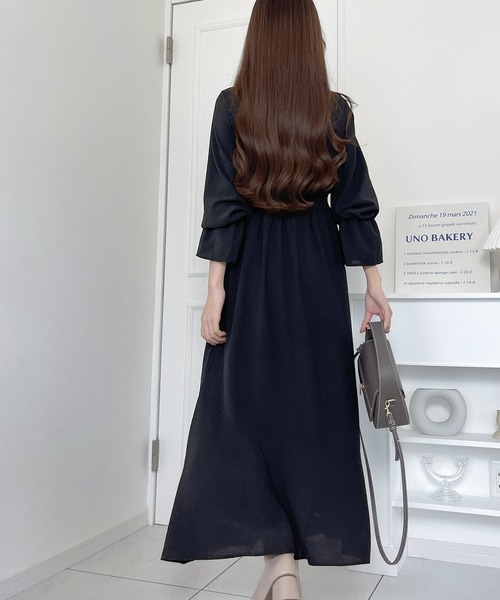 「mily bilet」 長袖ワンピース LARGE ブラック レディース_画像9